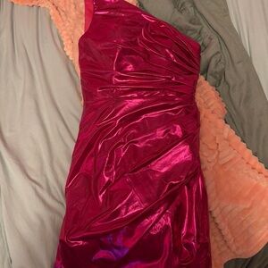 Elegant Pink One-Shoulder Dress